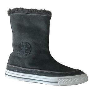 Converse Gray Suede Leather Beverly Mid Calf Boots Women Size 6.5 Faux Fur